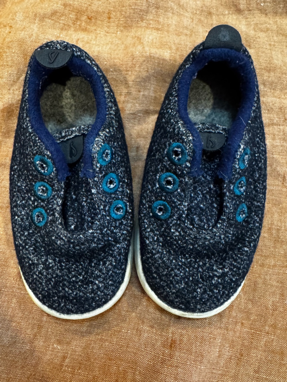 allbirds Kids Navy Knit Slip-On Sneakers with Teal Eyelets